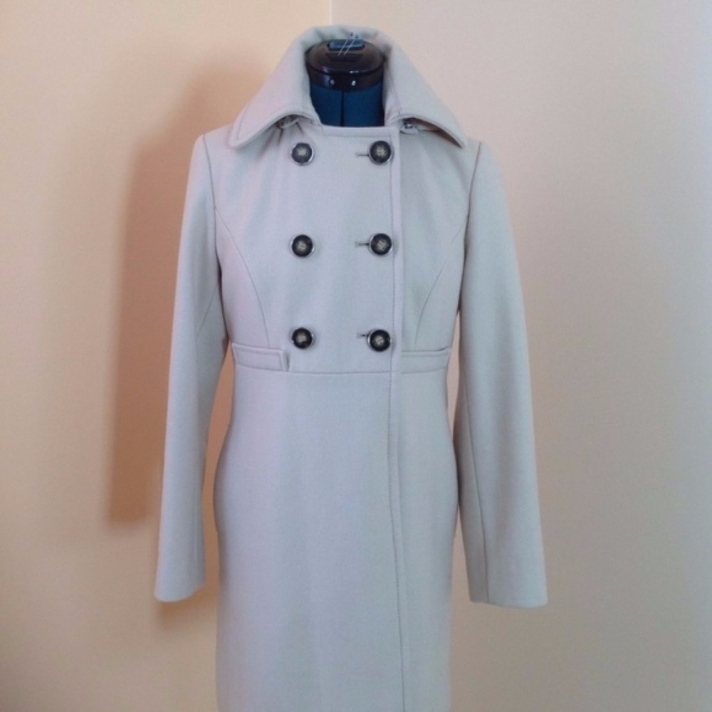 Kenneth Cole New York Ivory Wool Blend Coat